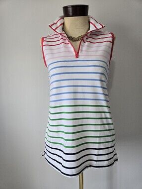 Ralph Lauren RLX White Golf Tank with Stripes. Size Medium